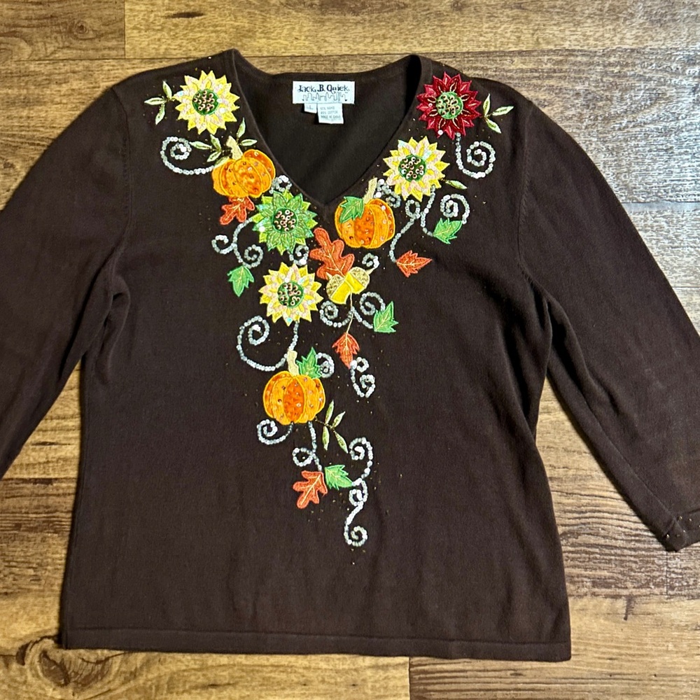 Jack B. Quick Large Brown Fall Pumpkins Sequins/ … - image 3